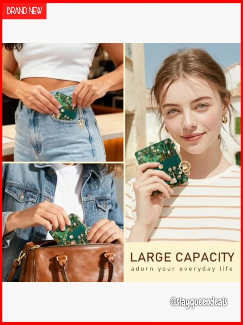 Slim RFID Blocking Women's Wallet with Zipper Coin Pocket and ID Window